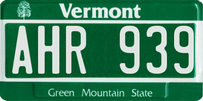 VT license plate AHR939