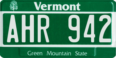VT license plate AHR942