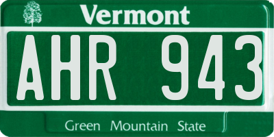 VT license plate AHR943