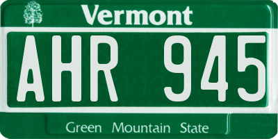 VT license plate AHR945