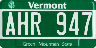 VT license plate AHR947