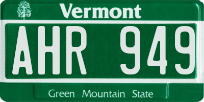 VT license plate AHR949
