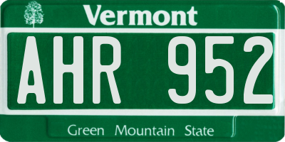 VT license plate AHR952