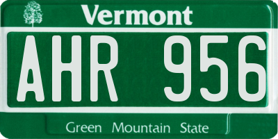 VT license plate AHR956