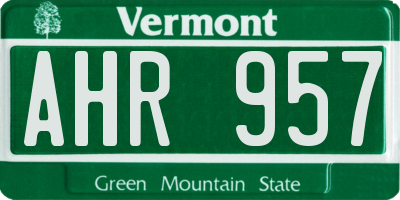 VT license plate AHR957