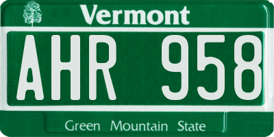 VT license plate AHR958