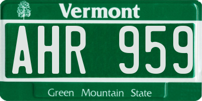 VT license plate AHR959