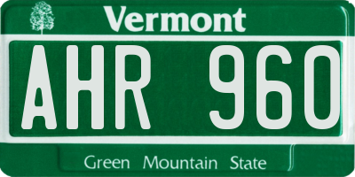 VT license plate AHR960