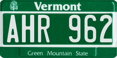 VT license plate AHR962