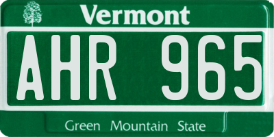 VT license plate AHR965