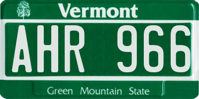 VT license plate AHR966