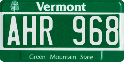 VT license plate AHR968