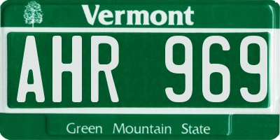 VT license plate AHR969