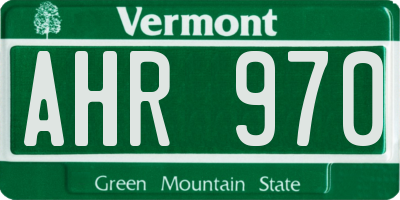 VT license plate AHR970