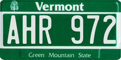 VT license plate AHR972