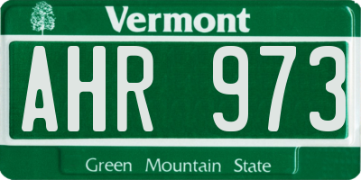 VT license plate AHR973
