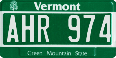 VT license plate AHR974