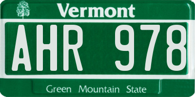 VT license plate AHR978