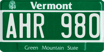 VT license plate AHR980