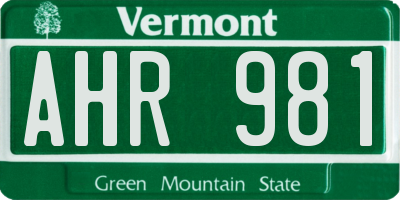 VT license plate AHR981