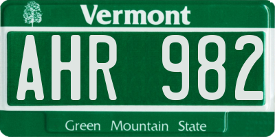 VT license plate AHR982