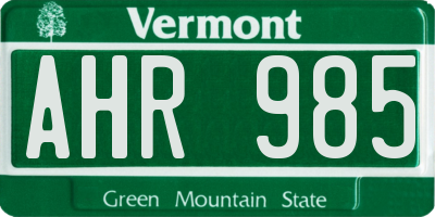 VT license plate AHR985