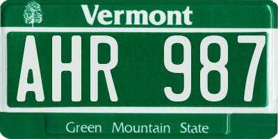 VT license plate AHR987