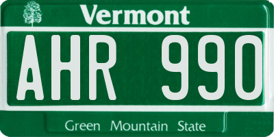 VT license plate AHR990