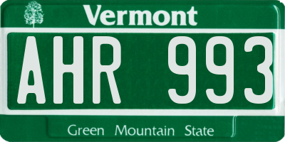 VT license plate AHR993
