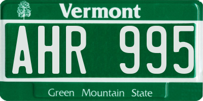 VT license plate AHR995