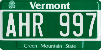 VT license plate AHR997