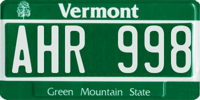 VT license plate AHR998