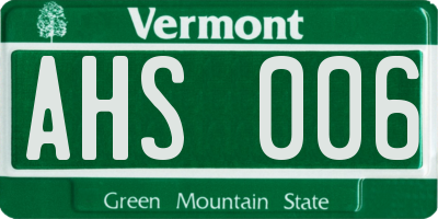 VT license plate AHS006