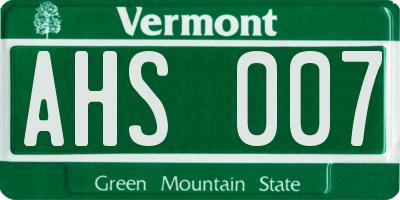 VT license plate AHS007