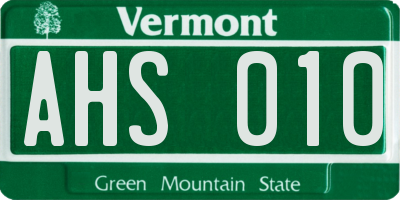 VT license plate AHS010