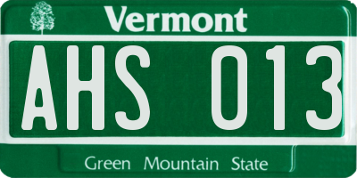 VT license plate AHS013