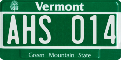 VT license plate AHS014