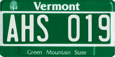 VT license plate AHS019