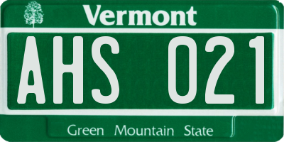 VT license plate AHS021