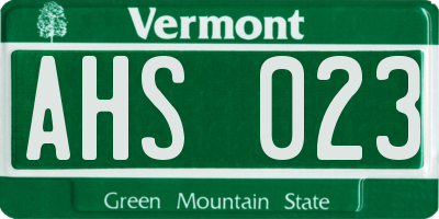 VT license plate AHS023