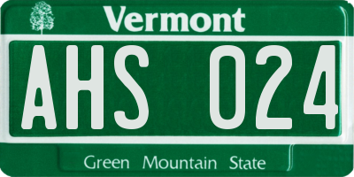 VT license plate AHS024