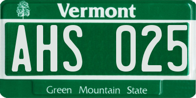 VT license plate AHS025