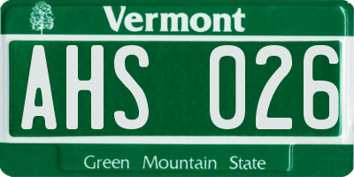 VT license plate AHS026