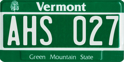 VT license plate AHS027