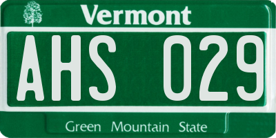 VT license plate AHS029