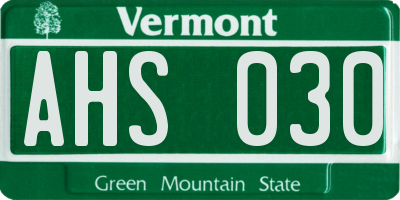 VT license plate AHS030