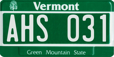 VT license plate AHS031