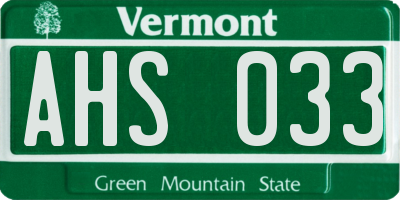 VT license plate AHS033