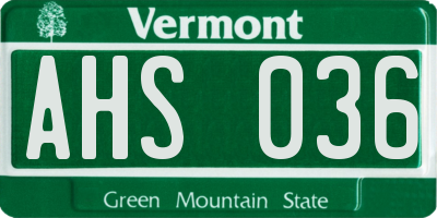VT license plate AHS036