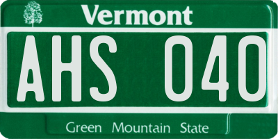 VT license plate AHS040
